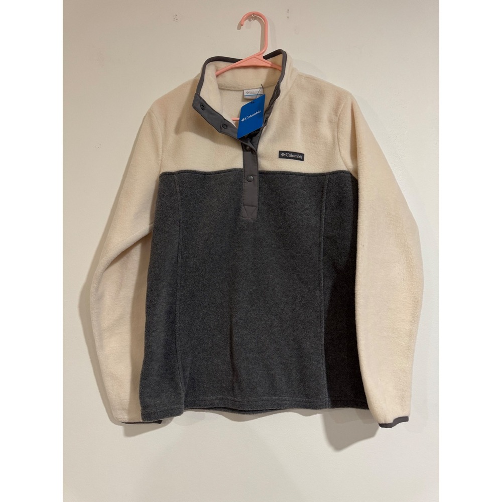 Columbia Benton Springs 1/2 Snap Pullover Womens Small Cream Gray Colorblock
